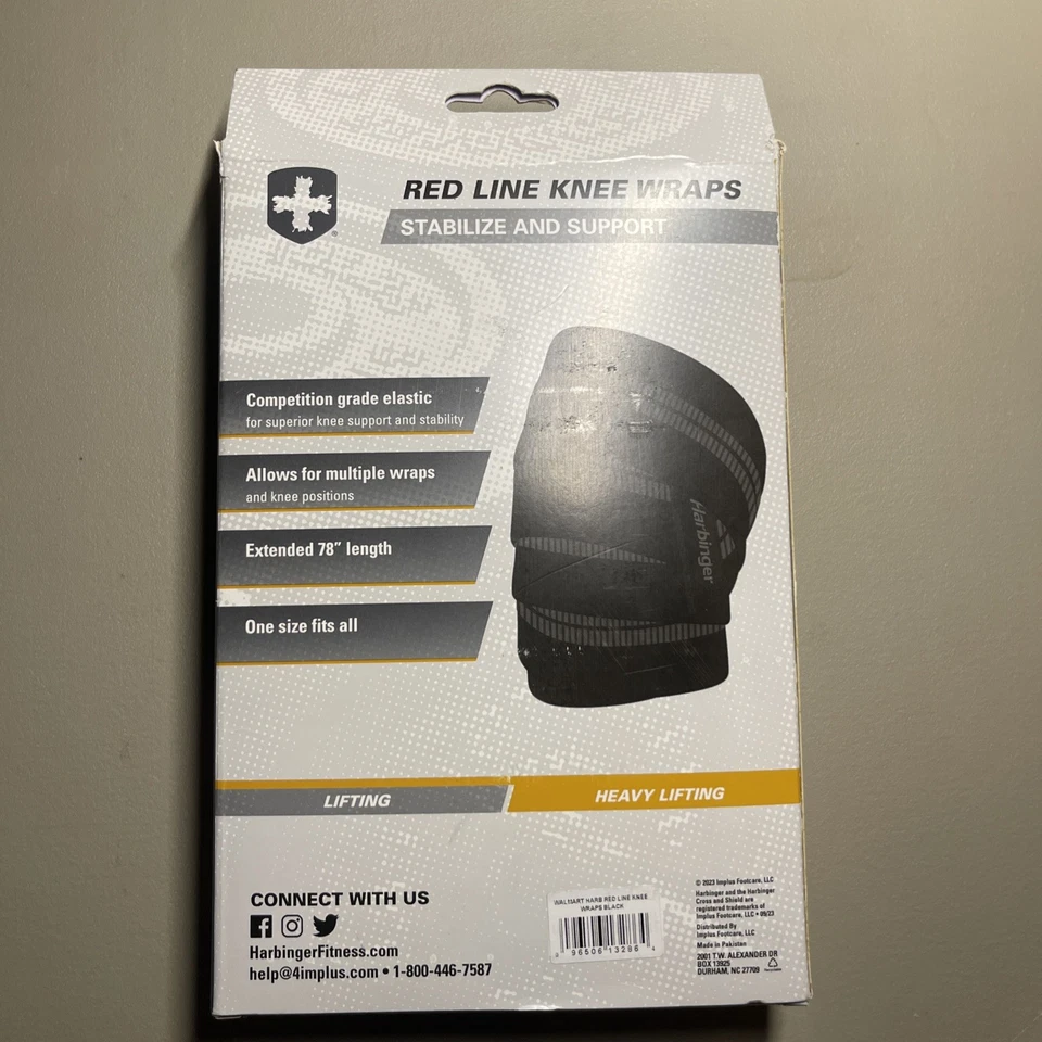 Harbinger Heavy Lifting Red Line Knee Wraps Competition Grade Extended 78" NIB - Image 2 of 2