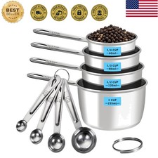 8-Piece Stainless Steel Measuring Cups & Spoo...