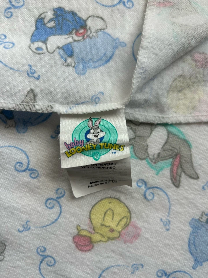 Manta de recepción de franela de algodón Y2K Baby Looney Tunes - Bugs Piolín Silvestre Foto 4 de 4