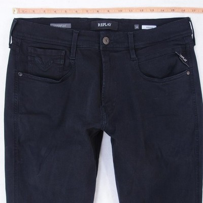 Herrens Replay M914 ANBASS Slim Tapered Elasthan Schwarz Jeans W33 L34