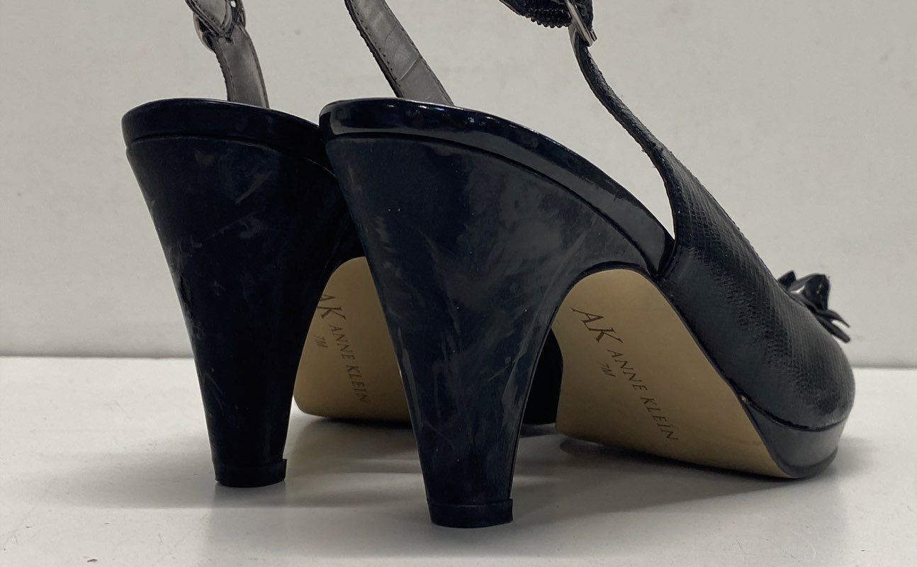 Anne Klein Black Solid Slingback Peep Toe Heels W… - image 5