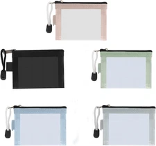 Mini Zipper Mesh Bags 5 Pack, 3" X 4.3" Nylon Small Zipper Mesh Pouch Key Holder