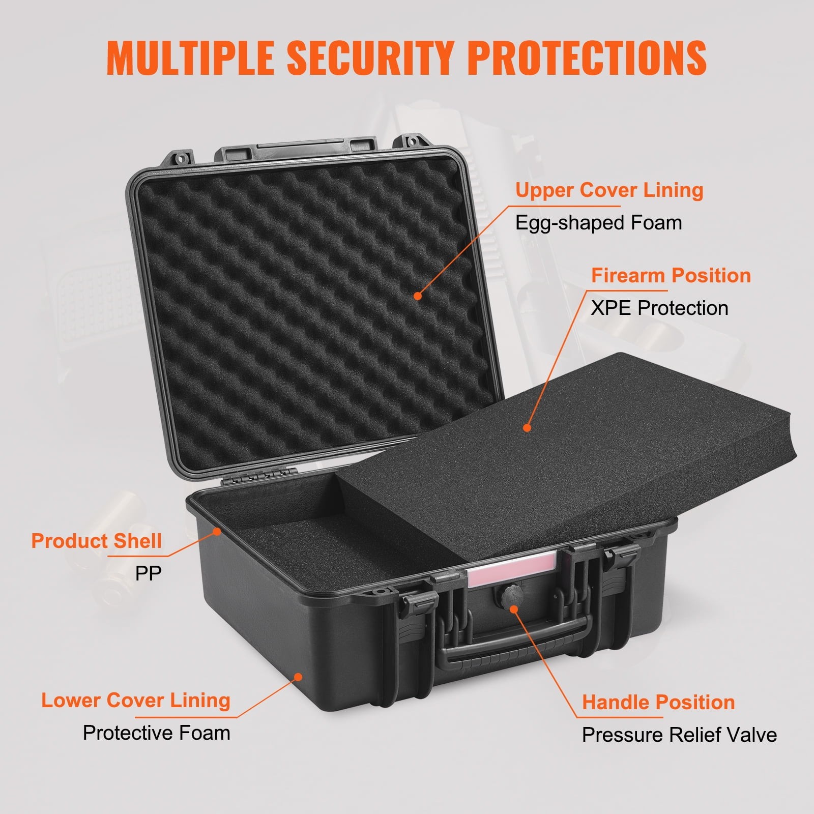 ​​SKYSHALO Pistol Case - Holds 6 Guns, 19.3x17.1x8.3", Lock​