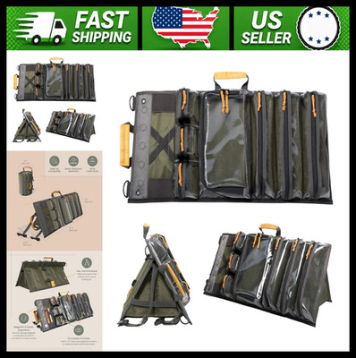 Heavy Duty Roll Up Tool Bag Organizer with Kickstand, 7 Pockets, Adjustable