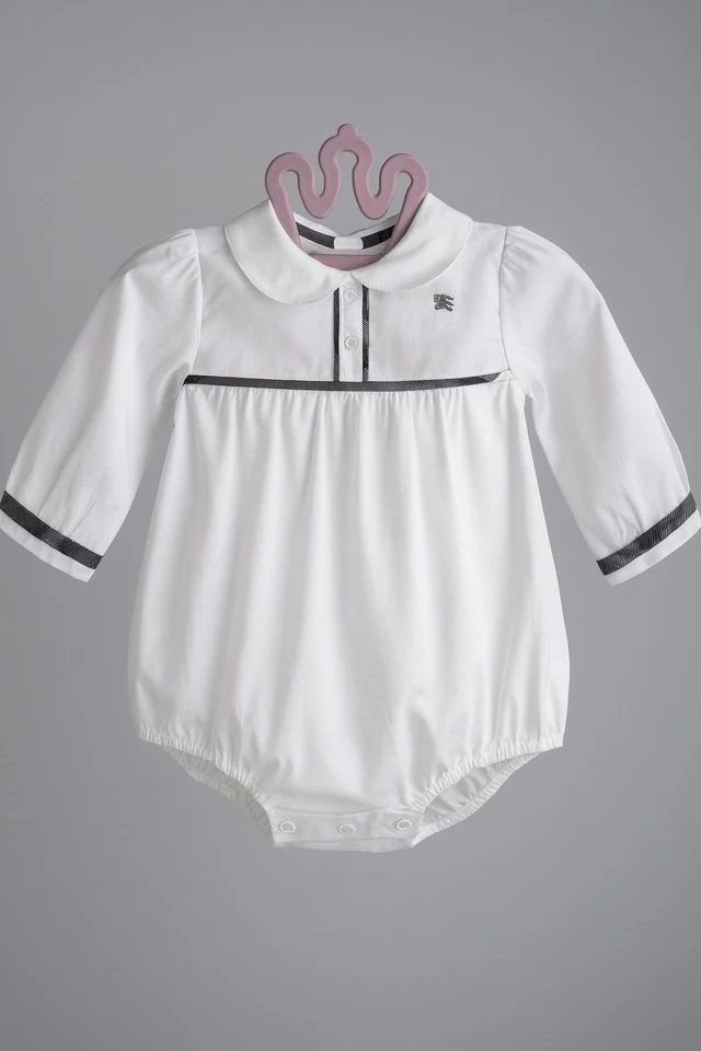 Vintage Burberry Baby Girl Long Sleeve Romper – White Cotton – Size 18M / 86 cm - Image 2 of 4