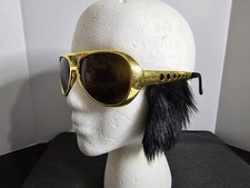 Elvis Sunglasses With Sideburns Gold Costume Glasses Hilarious Halloween