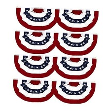 1.5x3Ft American Pleated Fan Flag Width Approx 90cm - US Patriotic 3Ft 8 Pack
