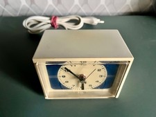 ESGE Wecker Standuhr Tischuhr 10x8cm blau/weiß Vintage Alarm Uhr Retro 70er
