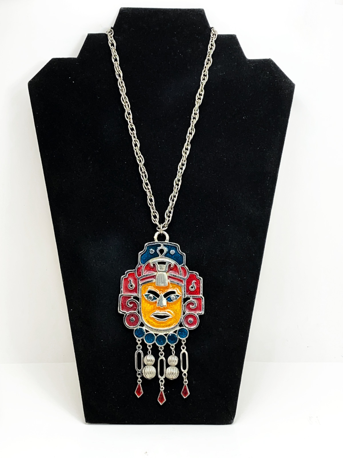 Vintage Necklace Mayan Aztec Warrior CAPRI Large … - image 3