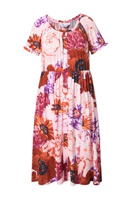 MIAMODA Damen große Größen Midi Jerseykleid A Linie Allover Print