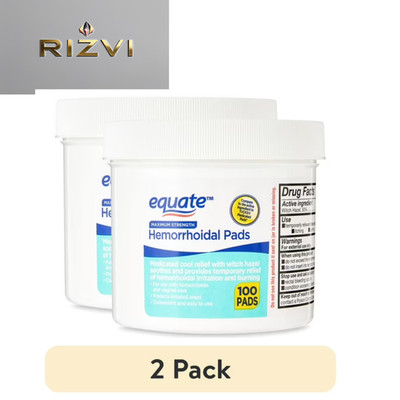 (2 pack) Equate Medicated Cool Relief Hemorrhoidal Pads, 100 Count