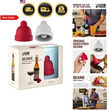 Bottle Stopper Silicone Cork Beanie Cap Set of Two for Wine Champagne