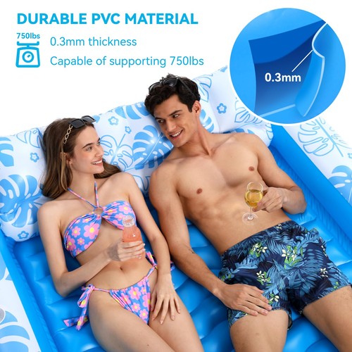 Inflatable Tanning Pool Lounger Float with Cervical Pillow - Ultra Large(89" ... - Picture 5 of 7