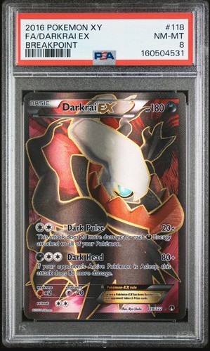 2016 POKEMON XY BREAKPOINT #118 FULL ART/DARKRAI EX PSA 8