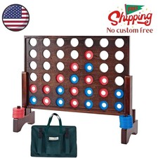 Giant 4 in A Row Game, Wooden Jumbo 4-to-Score Set for Indoor Outdoor Family