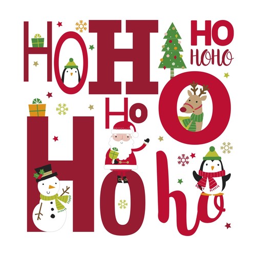 Pack of 20 Mini Square Christmas Cards - 2 Designs - Santa Ho Ho Snowman Penguin - Picture 2 of 3