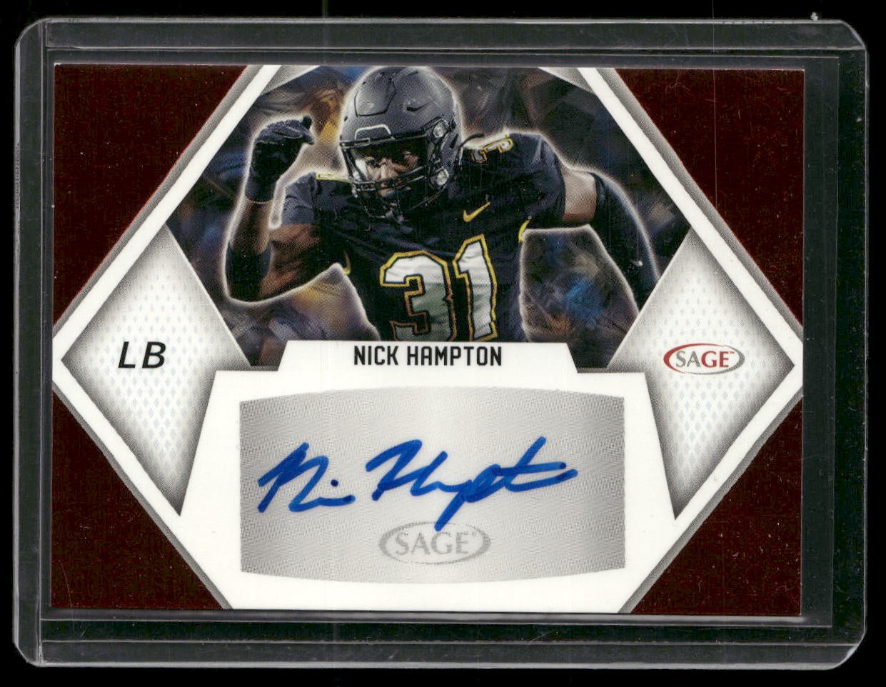 2023 SAGE HIT #A-NH Nick Hampton Autographs Red (Low Series)