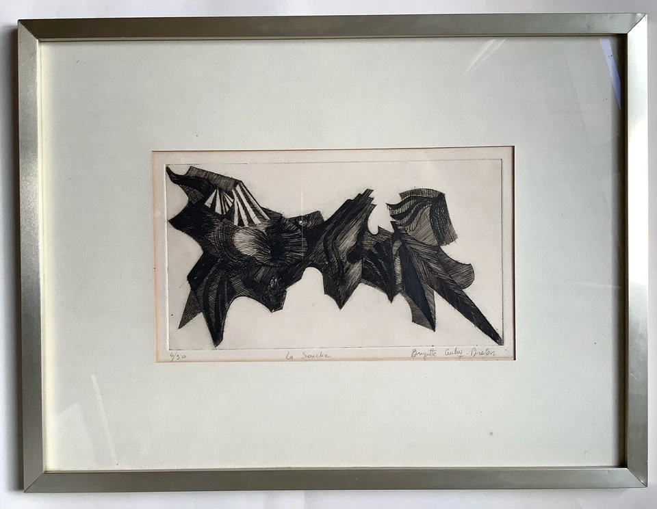 Brigitte AUBRY-BRETON " LA SOUCHE " gravure signée numérotée 4/30 abstraction - Photo 3/4