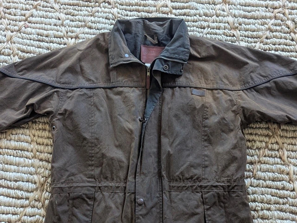 vintage WAXED COTTON coat S brown PATINA oilskin AUSTRALIAN OUTBACK brown - Image 4 of 4