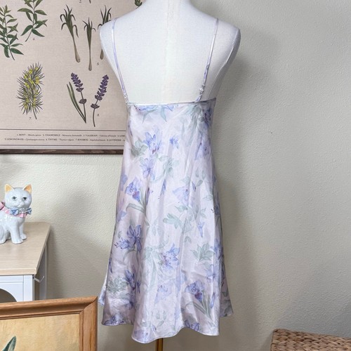 Vintage 90s Y2k Floral Satin Slip Dress Coquette Fairy Garden Party Romantic M - Picture 3 of 6