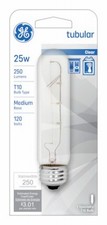 Tubular Light Bulb, Medium Base, 248 Lumens, 5-5/8 In., Clear, 25 Watt - 45144
