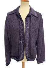 Chico's Women's Long Sleeve Dark Purple Open Front Collared Blazer Size 2