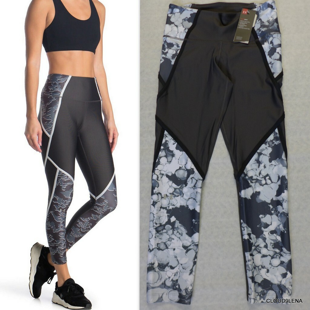 UNDER ARMOUR Women's sz S HeatGear Edgelit Print Ankle Crop Compression  Legging