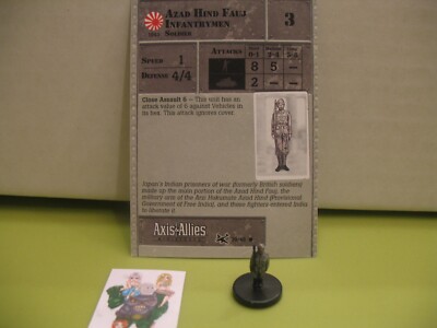 =Axis & Allies Miniatures RESERVES Azad Hind Fauj Infantrymen with card 39/45=