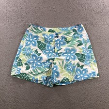 Ll Bean Shorts Women  s 8 Green Floral Print Nylon Outdoors Hiking Camping