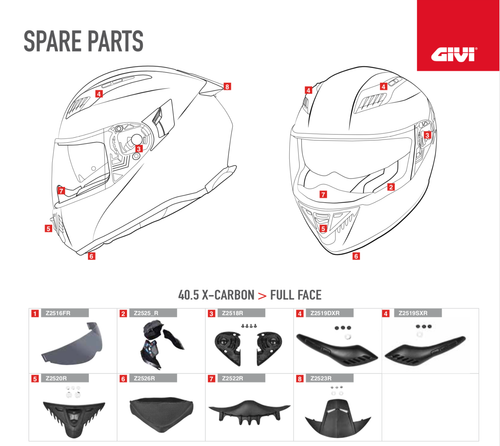 GIVI RICAMBIO VISIERA TRASPARENTE PREDISPOSTA PINLOCK per CASCO 40.5  X-CARBON | eBay