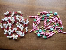 Vtg. Blow Mold Plastic Life Saver, Candy Cane, Popcorn, Candy Christmas Garland