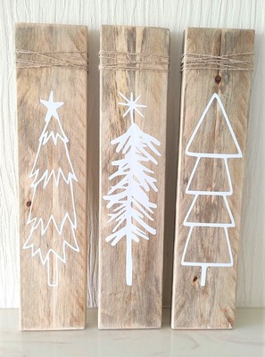 Rustikale Weihnachtsbäume Schilder Plakette, Holz Scandi Bäume, rustikale Weihnachtsdekoration