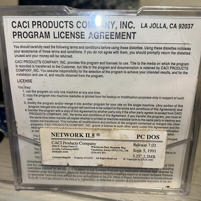 Network II.5 PC DOS. CACI Products  New Sealed. Six 5.25 Floppy Disks 1991