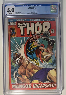 Thor #197 CGC 5.0 1972 Marvel White Pages Classic Bronze Age Cover