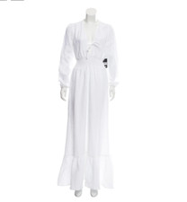 NWD Reformation Chantal Carina dress White Linen Bridal Bride Wedding tie smock 