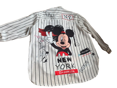 Mickey Mouse Hemd vokuhila weiß schwarz rot gestreift pop art New York 44 46
