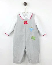 Petit Ami Gray 2 Piece Airplane Longall Set  9 Months