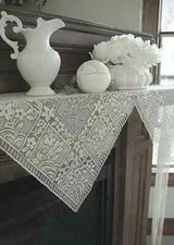 Heritage Lace Mantle Scarf With Fringe White Chantilly Piano Sofa Buffet