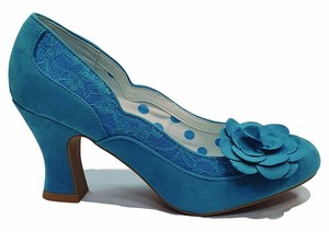 turquoise low heel shoes
