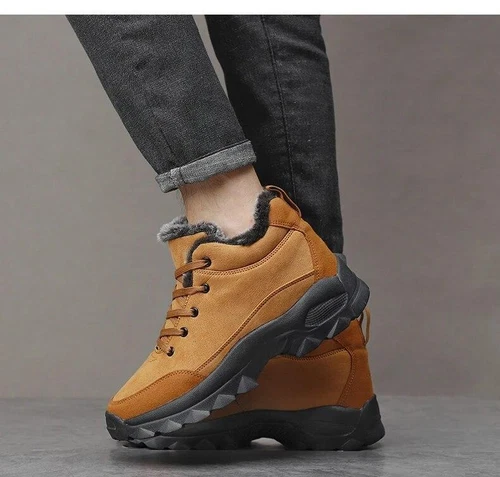 Herren Fell Gefüttert Winter Schnee Stiefel Outdoor Wasserdicht Arbeitsschuhe Wandern Walking - Bild 18 von 27