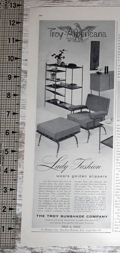 1955 Troy Americana Vintage Print Ad Furniture Mid Century Modern Chair Ottoman