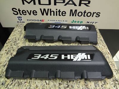 Dodge Challenger Charger Engine Cover Valve 5.7L 345 Hemi Mopar Black White 2pcs