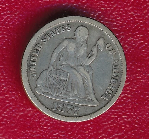 1877-CC SEATED LIBERTY DIME **LIGHTLY CIRCULATED VERY FINE** FREE SHIPPING!!