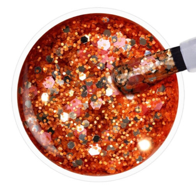 Jolifin LAVENI Shellac - peach ice cream Glitter 12ml #S796