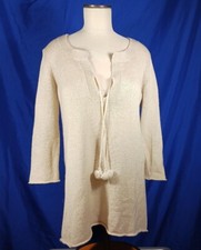 Calypso St Barth Sweater Wool Metallic Beige Long Sleeve Tunic Women's Small