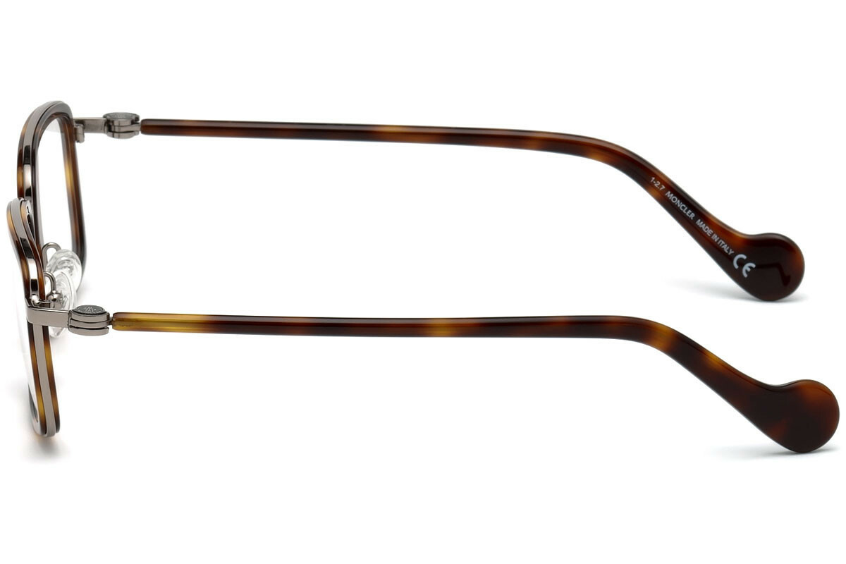 メガネ Moncler Eyeglass Frame ML5026 056 Lightweight Square Moncler ML5026 056 Tortoise & Silver Rectangle Plastic