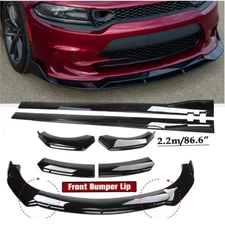 Front Bumper Lip Spoiler Splitter For Dodge Charger 15-23 Body Kit Glossy Black