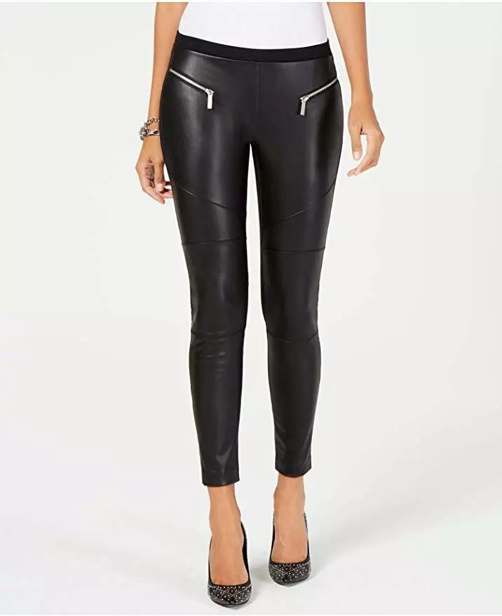 Michael Kors Women's Moto Faux Leather Leggings, Black, Small