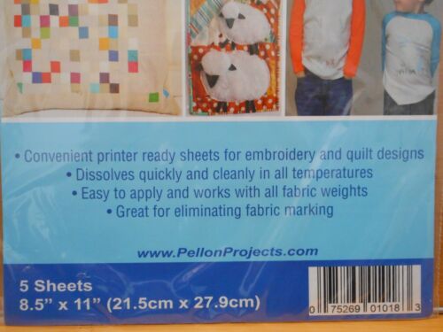 Pellon Stick-N-Washaway White Embroidery Stabilizer 8.5x11"-5 Sheets New Sealed - Picture 3 of 4