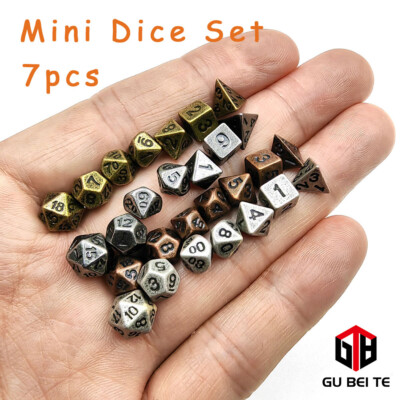 Mini Würfel Set 7 teilig Set Metall Würfel Brettspiel RPG Würfel Set D&D D4-D20